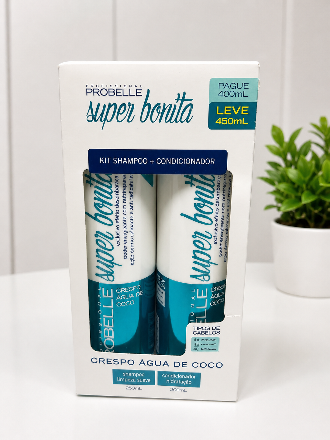Kit Shampoo y Acondicionaor Probelle Risos agua de coco