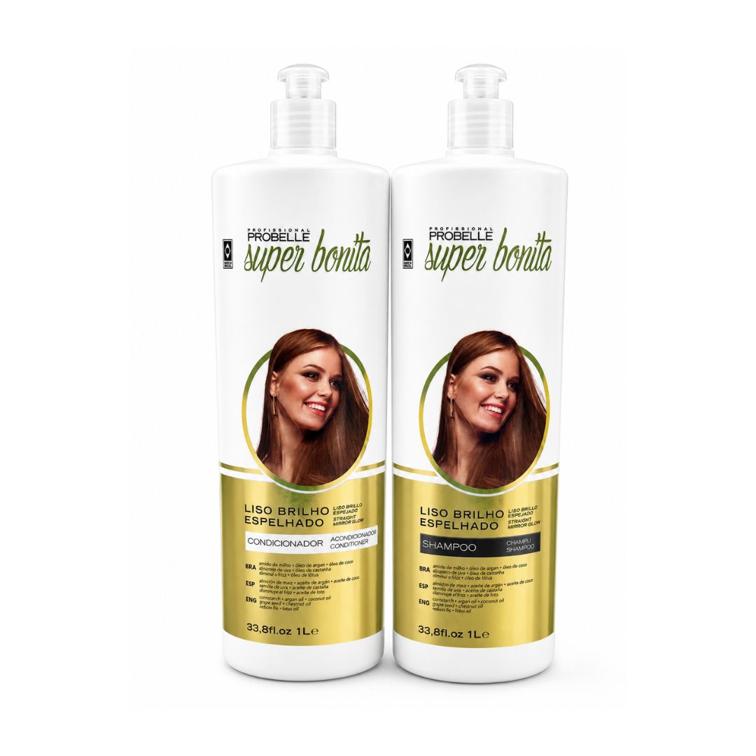 Kit Shampoo y Acondicionador Probelle Liso espejado 1 litro