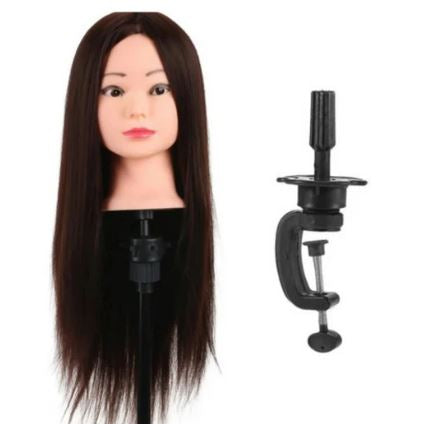 Cabeza Técnica sintetica con Soporte Plástico – Ideal para Estudiantes y Práctica de Peinados