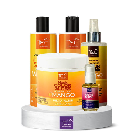 Kit TEC Color Gloss mango hidratación intensa + Protector térmico +mascarilla + óleo