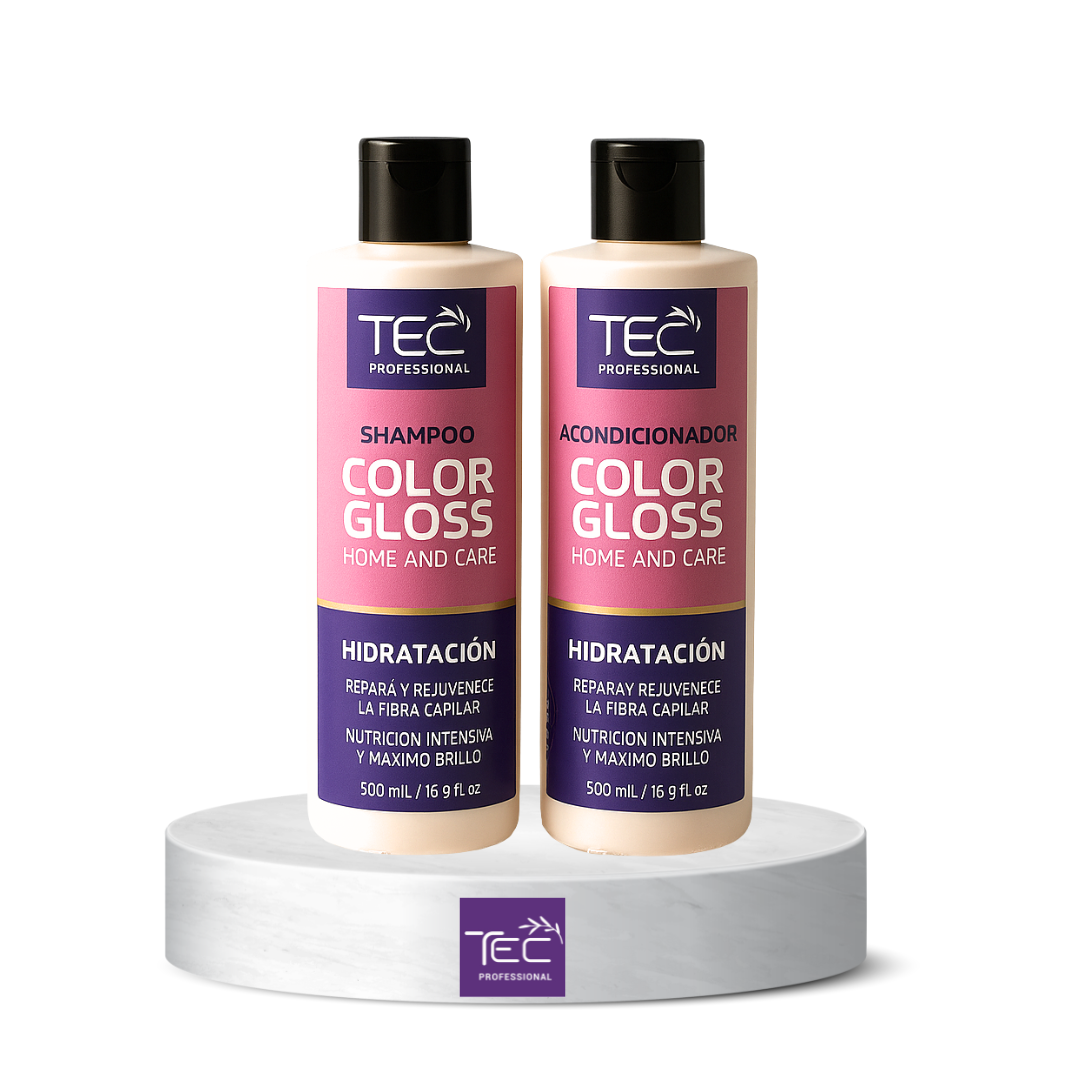 Kit TEC Color Gloss castaña – Limpieza suave y nutrición profunda para un cabello radiante