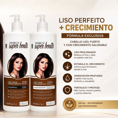 Kit liso shampoo y acondicionador más crecimiento 1 litro