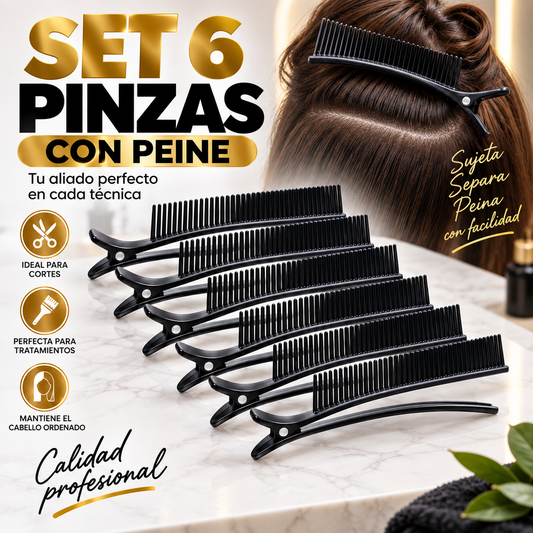 Set 6 Pinzas con Peine