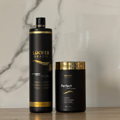 Kit  Liso Perfecto  Máscara Loofer Perfec Hair  Loofer Brazil + Loofer Brazil 1 litro