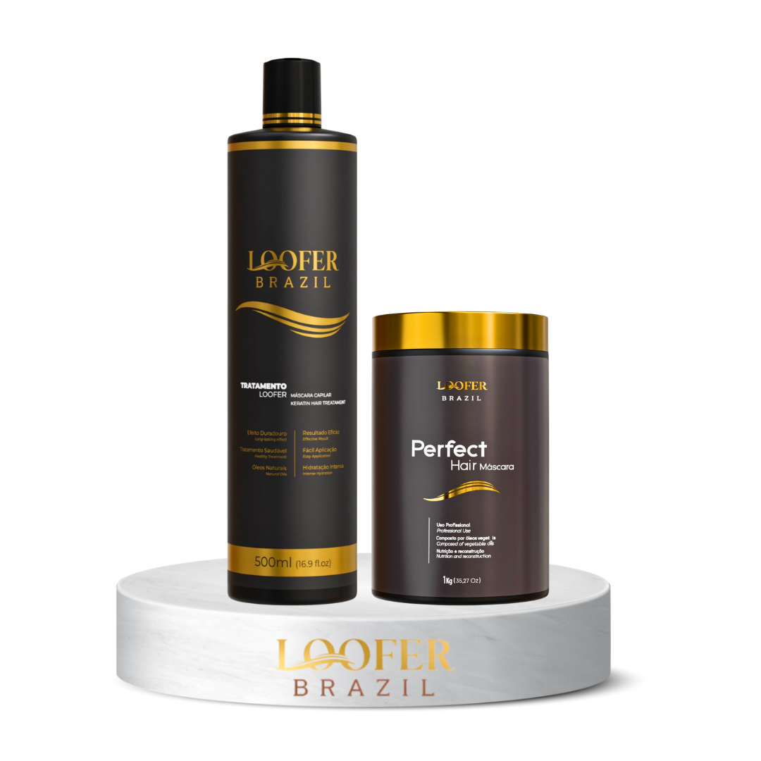Kit  Liso Perfecto  Máscara Loofer Perfec Hair  Loofer Brazil + Loofer Brazil 1 litro