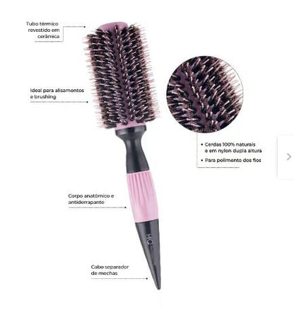 Cepillo Profesional MQ Prime Termo Cerámica Brushing Fucsia 33 mm